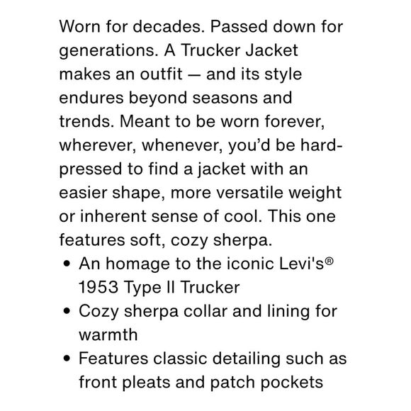 NWT|Levi's Heritage Faux Fur Sherpa Hemp Denim Trucker Jacket, XS - Picture 3 of 12